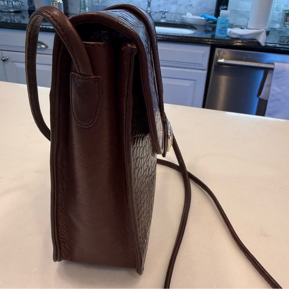 Vintage Brighton Leather Croc Embossed Crossbody Shoulder Handbag Purse EUC - Picture 3 of 16